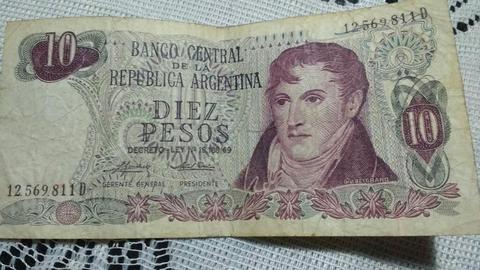 Billete 10 Pesos Antiguo