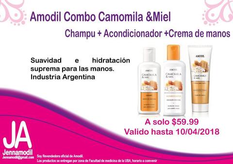 COMBO CAMOMILA MIEL CHAMPU ACONDICIONADORCREMAS DE MANOS