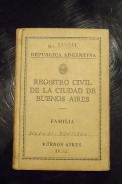 Libreta Registro Civil Ciudad De Buenos Aires Familia Año 1945