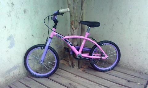 bicicleta pioneer rodado 14 lista para usar rosa y violeta