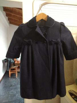 Tapado AZUL niña, pura lana, detalles en terciopelo, alta costura