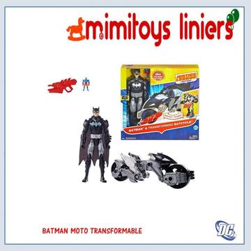Batman con motocicleta Batimoto transformable Dc Comics Mattel Jugueteria Mimitoys