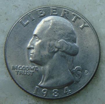 Moneda 25 centavos 1984 Estados Unidos