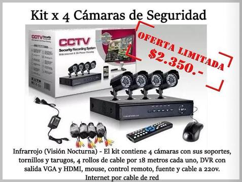 OFERTA HASTA 21 ABRIL . Kit x 4 Camaras de Seguridad