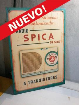Cuadro tipo publicidad radio Spica estilo vintage decorativo