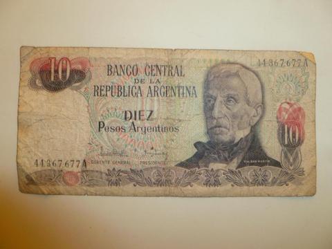 ANTIGÜO BILLETE $ 10 Argentinos