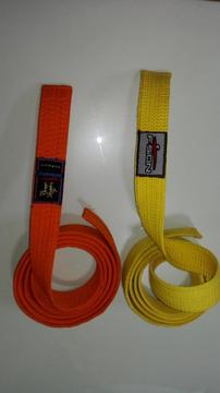 CINTURONES ARTES MARCIALES. COLORES NARANJA Y AMARILLO