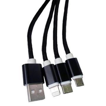 CABLE USB TRIPLE CONEXION MICRO, TIPO C E IPHONE