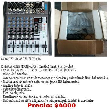 Consola Mixer Moon Mc8068 Canales Camar