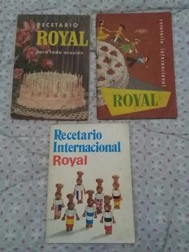 Lote de 3 Recetarios Royal Antiguos Recetario Internacional 1955 1970