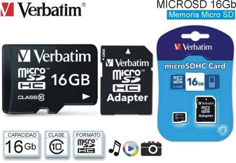 Memorias micro sd 16 gb Verbatim originales