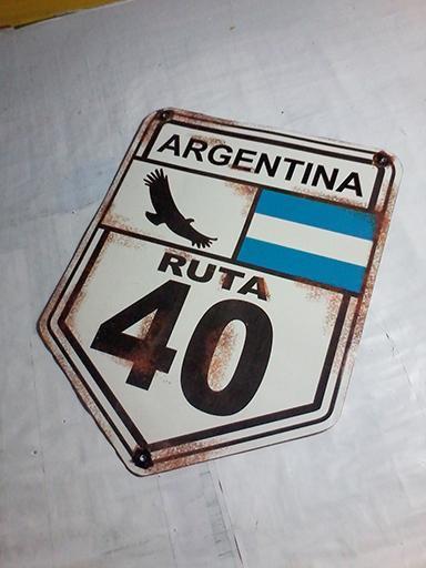 Chapa decorativa estilo vintage Ruta 40 replica
