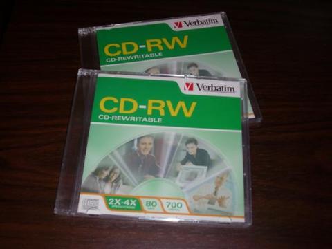 Lote x 2 CD Regrabables Marca Verbatim / Nuevos, Sellados y Cajita