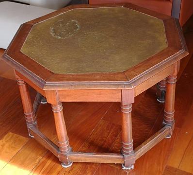 Venta mesa octogonal algarrobo y bronce