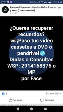 Videocassete Vhs/vhs C a Cd O Pendrive