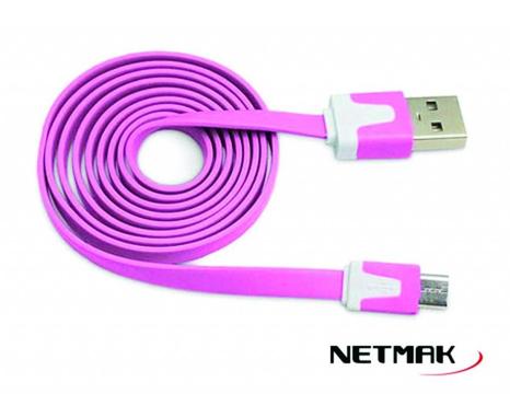 Cable De Micro Usb A Usb 2.0 Netmak Cable Plano 1,80 M