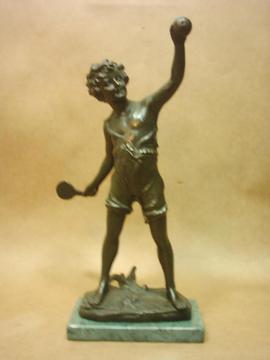 Petit Bronce Franz Iffland 1910 Niño Jugando Pelota Paleta