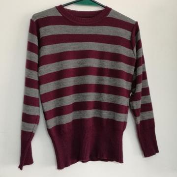 Sweater Pullover Cuello Redondo Rayado