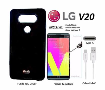 Funda Rígida Vidrio Templado Usb Type C Lg V20