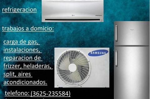 Refrigeracion trabajos a domicilio, limpieza, carga de gas, intalaciones, etc 3625235584