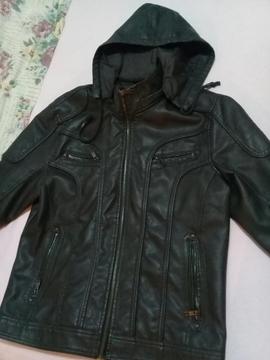 Campera de Cuero Negra Xl