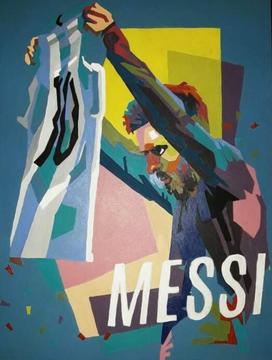Cuadro Arte Pintura Decorativo Messi Futbol Mundial Camiseta Argentina Pelota
