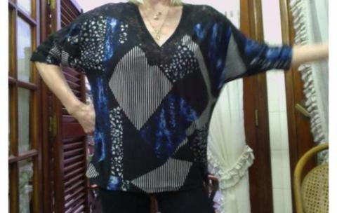 remera grande xl en tonos de azules, nueva, excelente precio