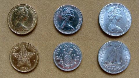 Monedas de 1, 5 y 25 cents Islas Bahamas 1966 1969