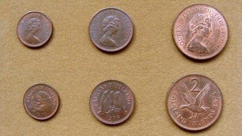 Monedas de Islas Malvinas Serie de ½, 1, 2, 5 y 10 peniques 1974