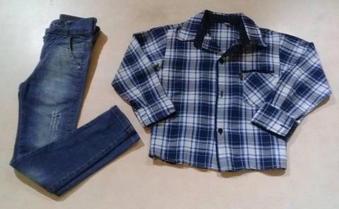 Conjunto de jeans y camisa talle 6 en excelente estado