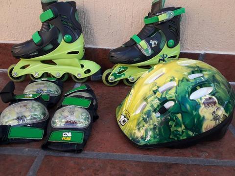 Vendo Patines Casco Rodilleras Y Coderas