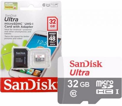 Memoria Micro SD 32GB Sandisk Clase 10 Apto HD c/adaptador