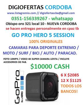 GO PRO HERO SESSION 5 DEPORTE EXTREMO VIDEO 4K CAMARA LENTE FOTO 10MPX LIQUIDAMOS ULTIMAS EN STOCK!!