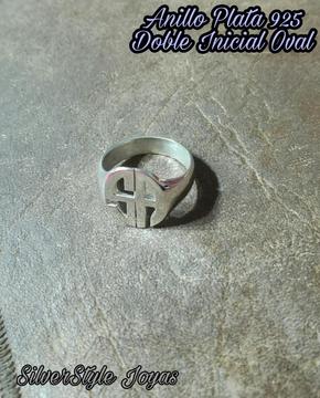 ANILLOS INICIAL 2 o 3 LETRAS INICIALES PLATA 925 RECTOS U OVALES