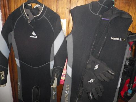 TRAJE NEOPRENE DE BUCEO COMPLETO SEEMANN 7/6 MM TALLE 50,90 kg aprox
