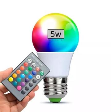 Lampara Led Rgb 5w E27 220v Control Remoto 16 Colores