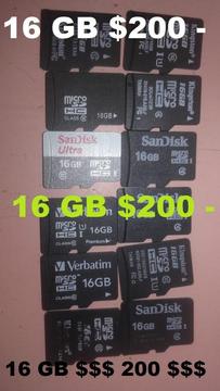 MEMORIA MICRO SD 16GB $$$ 200 $$$