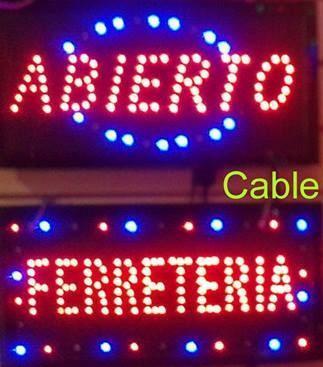 CARTEL ABIERTO FERRETERIA LED LUMINOSO DIRECTO A 220 VOLT 48 cm x 25 cm FACIL COLOCACION !!