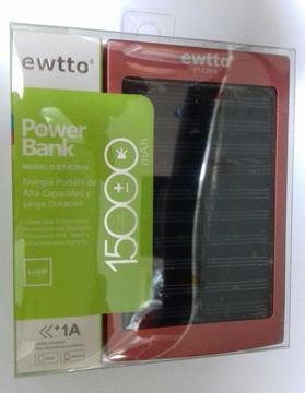 Cargador Solar Power Bank Ewtto 15000 mah Linterna Led