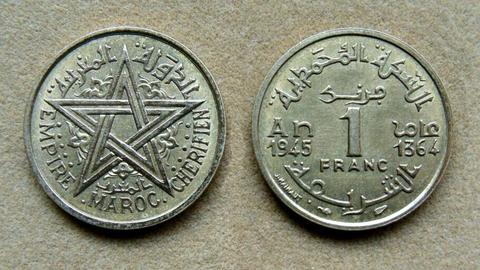 Moneda de 1 franco Marruecos 1945