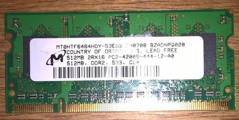 Memoria SODIMM DDR2 512Mb 533 CL4