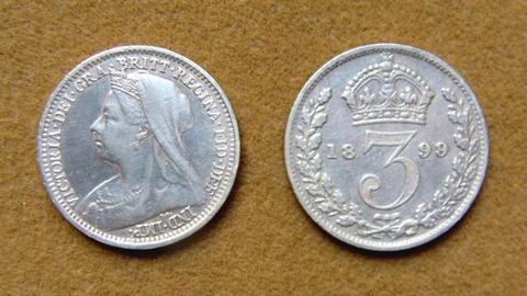 Moneda de 3 peniques de plata Gran Bretaña 1899