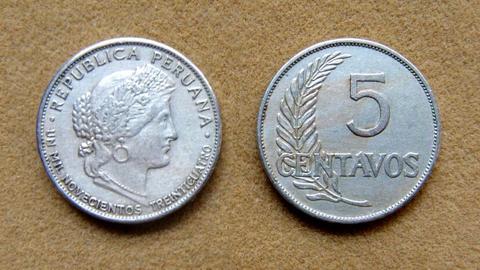 Moneda de 5 centavos Perú 1934