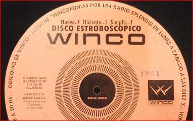 Antiguo Disco Estroboscopico Publicidad Winco para Tocadoscos y Combinados