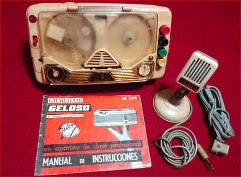 Antiguo Grabador Geloso G256 Original c Microfono T 34 Cables Manual Minima reparación x service Radio Tocadiscos