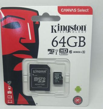 Tarjeta Kingston Micro SD 64 Gb Canvas Select Class 10