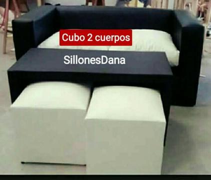 Sillon Sofa Cubo 2 Cuerpos, Eco Cuero