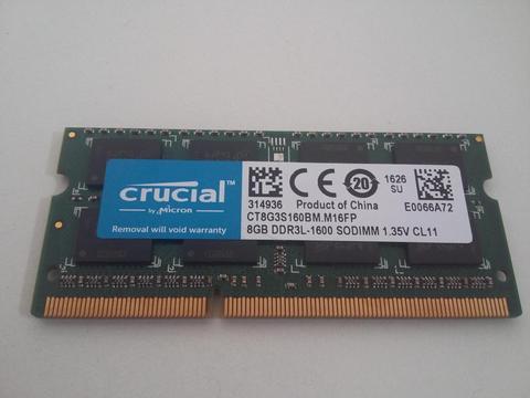 MEMORIA RAM CRUCIAL 8 GB DDR3L BAJO CONSUMO MACBOOK