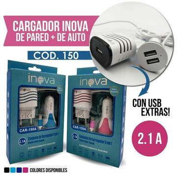 Cargador Rápido Mas Cargador Usb de Auto