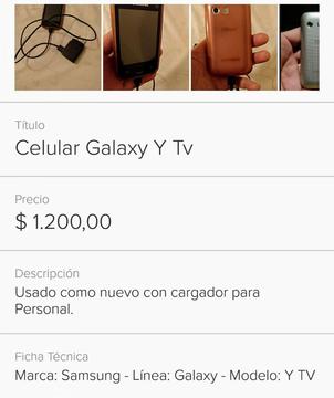Celular Galaxy Y Tv